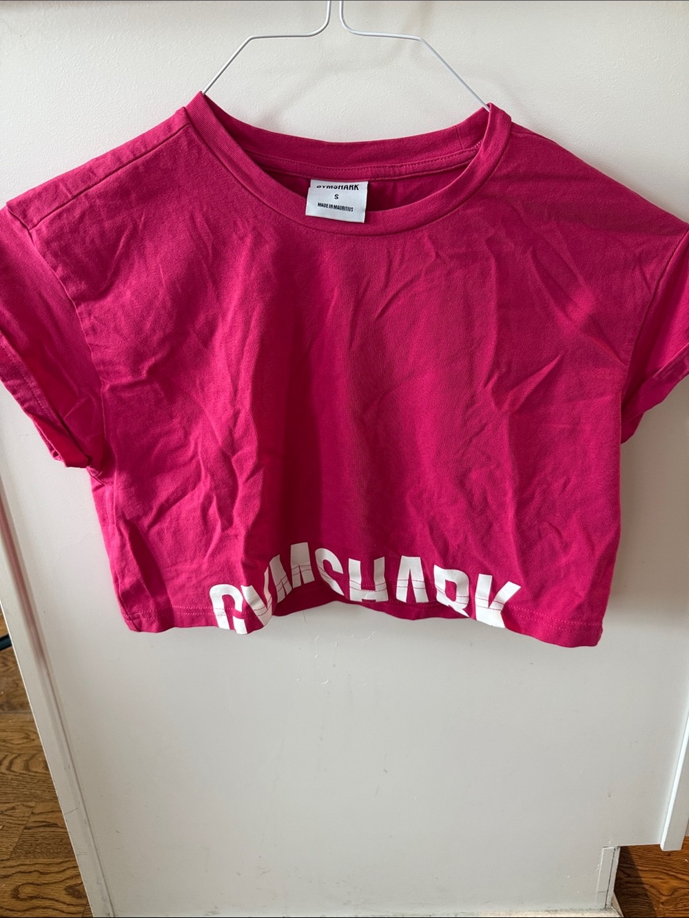 Gymshark Hot Pink Cropped Tee with White Logo